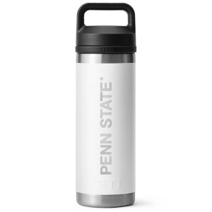 Yeti Rambler 18oz white bottle with chug cap and engraved Penn State
